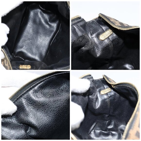 FENDI Zucca Canvas Vanity Hand Bag Black Brown Auth 149108 - Picture 15 of 16